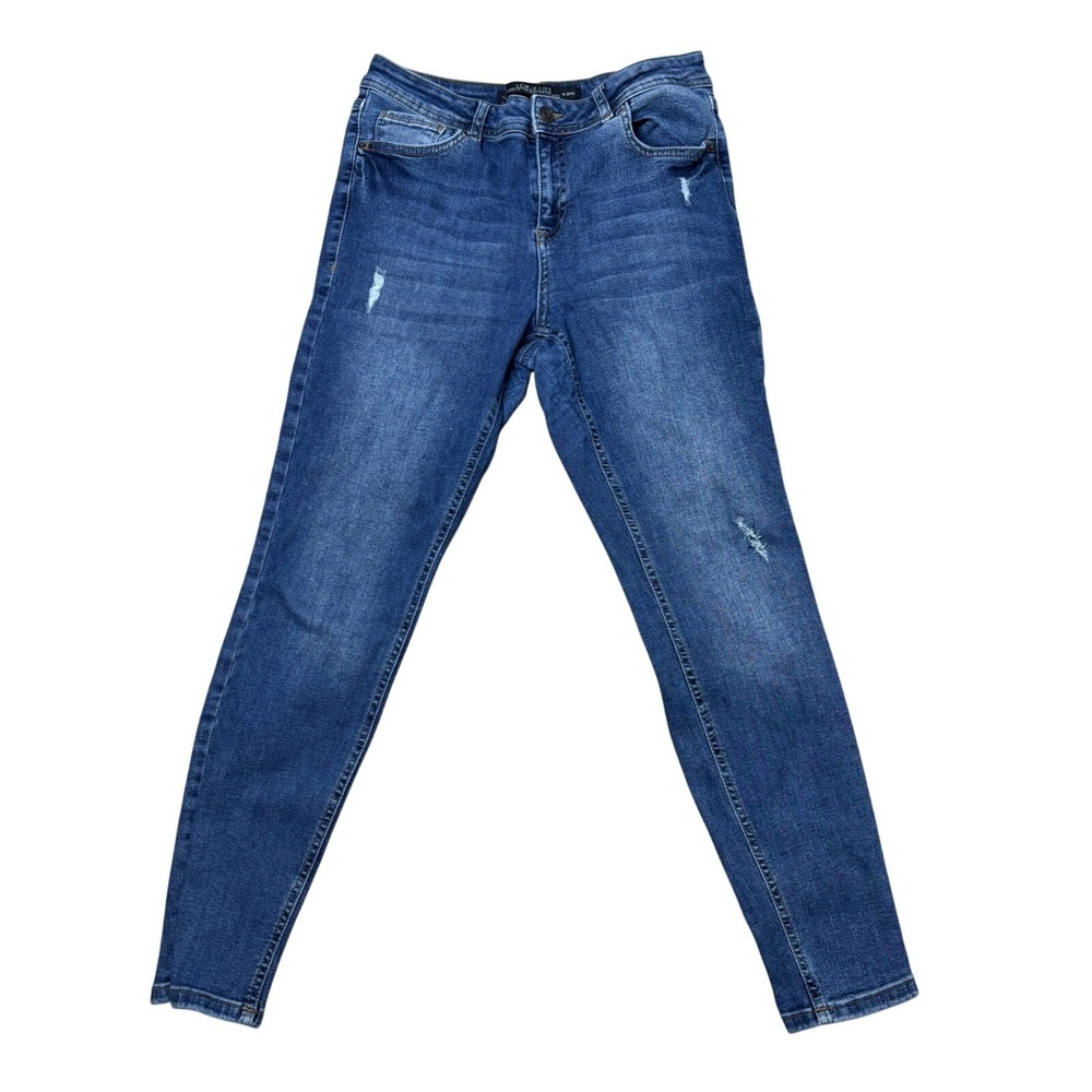 Preowned LCW‎ Women's Blue Distressed Skinny Fit Denim Jeans Size 8
